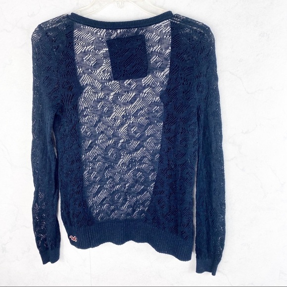 [HCO] Classic Navy Perforated Button Cardigan - Picture 2 of 2